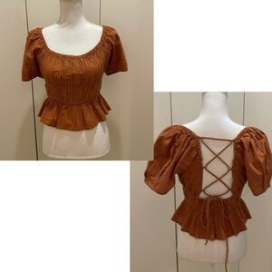 Free people burnt orange boho blouse size small NWT #97